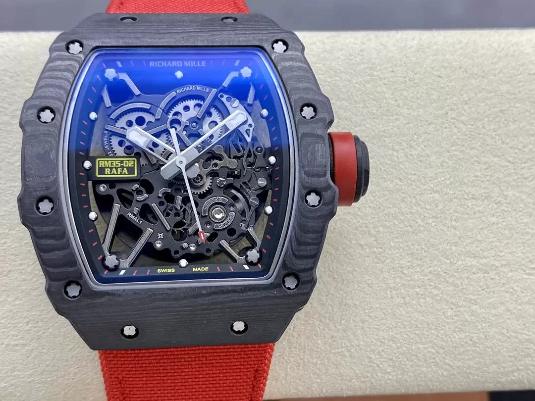 Richard Mille RM035-02 G+ Factory RM3502 Carbon NTPT Cinturino Velcro Rosso 