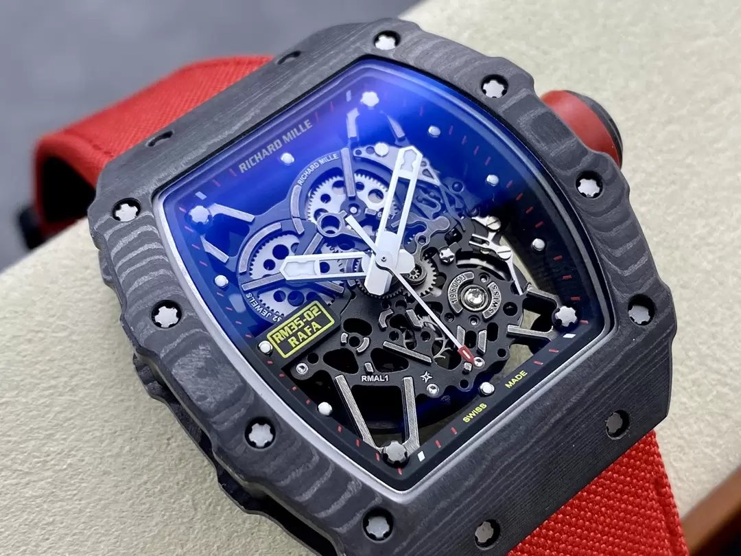 Richard Mille RM035-02 G+ Factory RM3502 Carbon NTPT Cinturino Velcro Rosso 