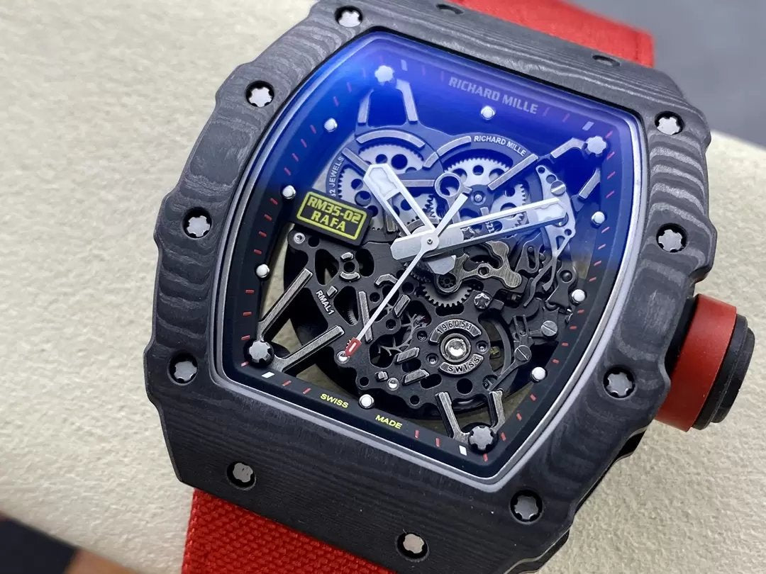 Richard Mille RM035-02 G+ Factory RM3502 Carbon NTPT Cinturino Velcro Rosso 