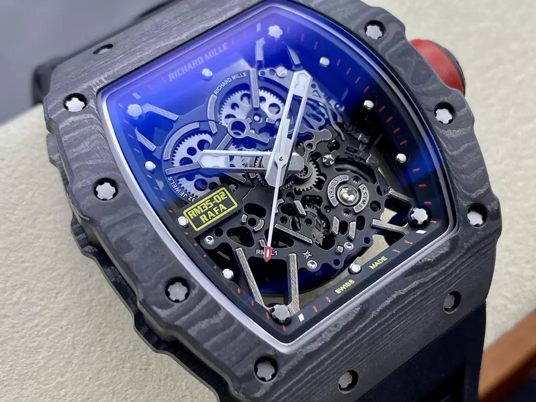 Correa de caucho negra NTPT de carbono Richard Mille RM035-02 G+ Factory RM3502 