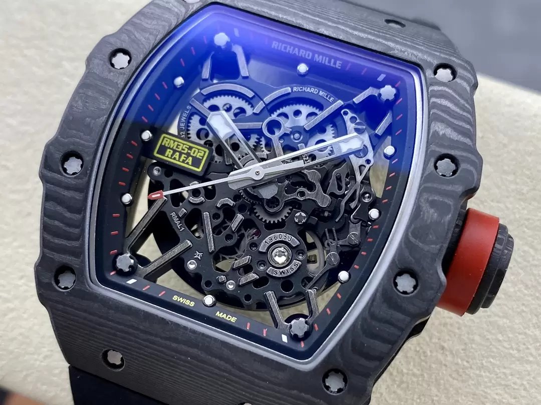 Correa de caucho negra NTPT de carbono Richard Mille RM035-02 G+ Factory RM3502 