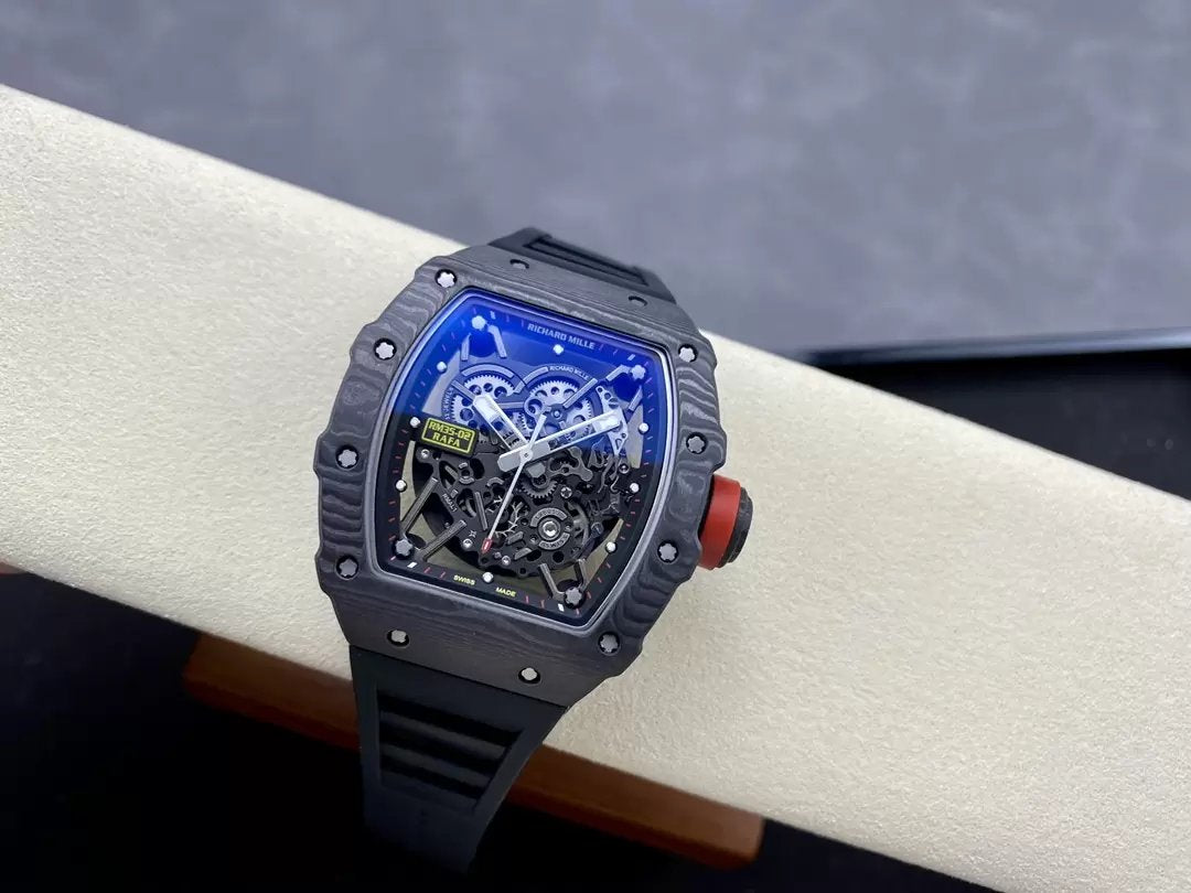 Correa de caucho negra NTPT de carbono Richard Mille RM035-02 G+ Factory RM3502 