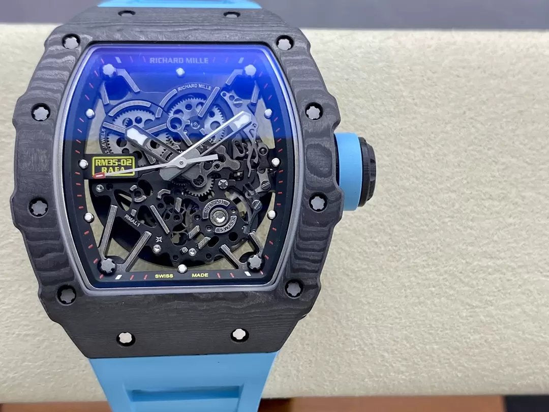 Richard Mille RM035-02 G+ Factory RM3502 Carbon NTPT Cinturino Blu 