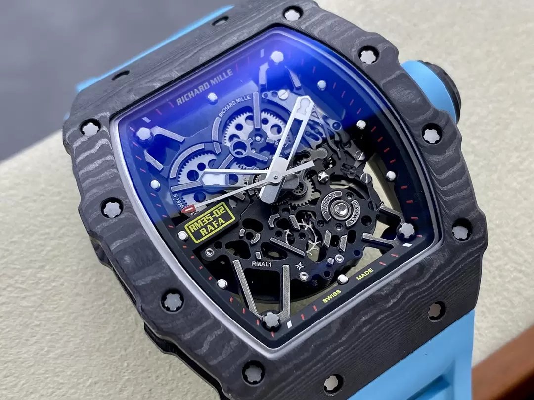 Richard Mille RM035-02 G+ Factory RM3502 Carbon NTPT Cinturino Blu 