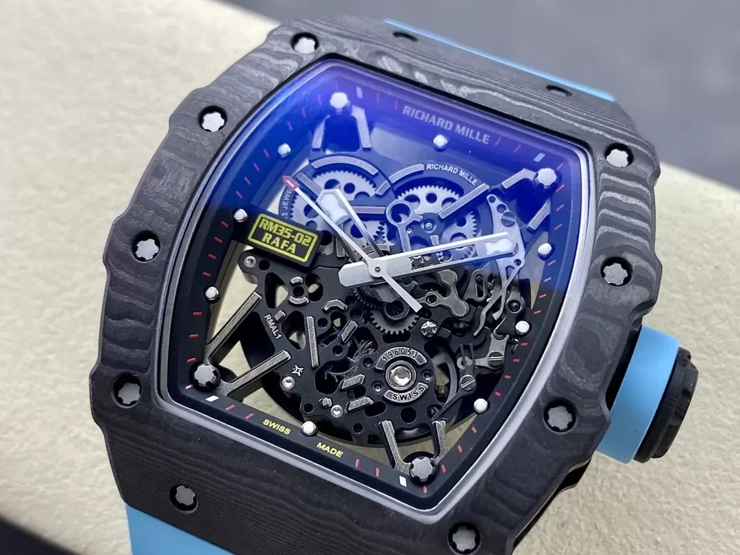 Richard Mille RM035-02 G+ Factory RM3502 Carbon NTPT Cinturino Blu 