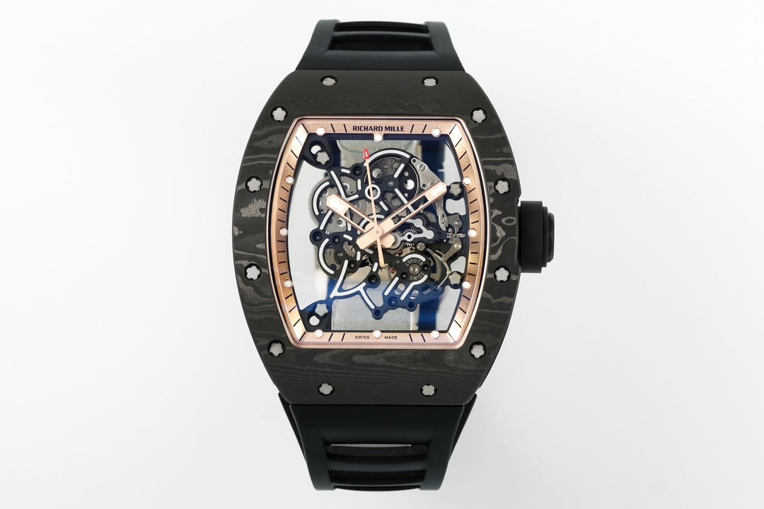 RICHARD MILLE RM055 ZF 2024 1:1 Best Edition Cassa in fibra di carbonio Quadrante oro rosa 