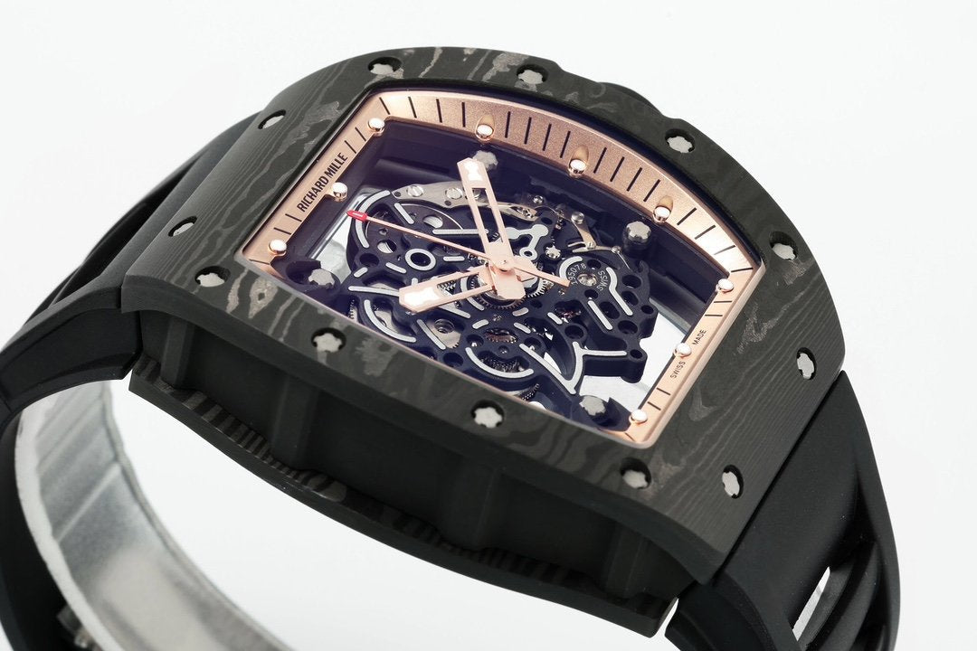 RICHARD MILLE RM055 ZF 2024 1:1 Best Edition Cassa in fibra di carbonio Quadrante oro rosa 