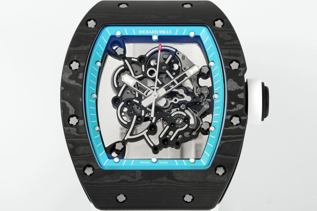 RICHARD MILLE RM055 ZF 2024 1:1 Best Edition Cassa in fibra di carbonio Quadrante turchese 