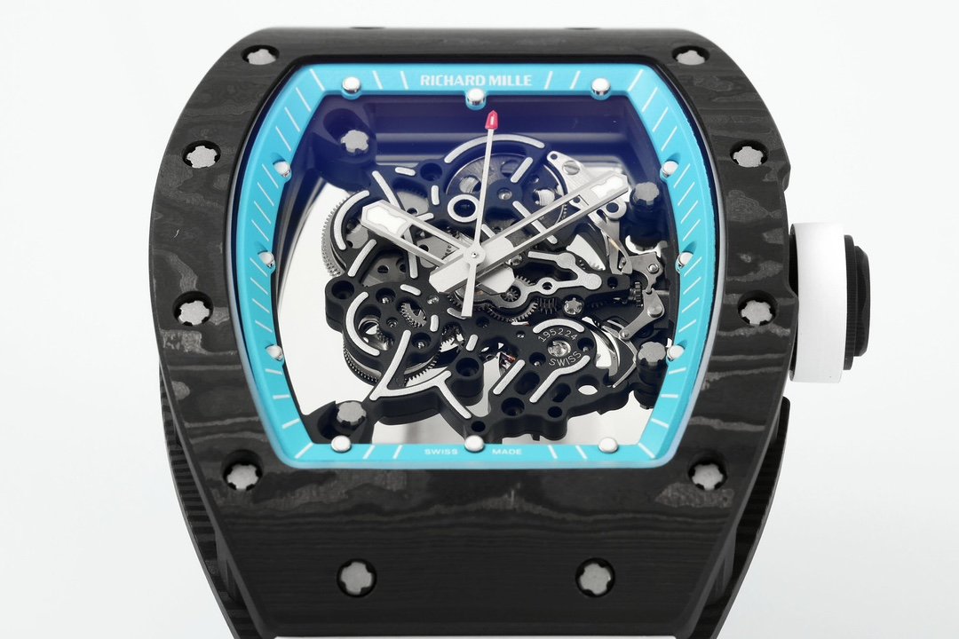 RICHARD MILLE RM055 ZF 2024 1:1 Best Edition Cassa in fibra di carbonio Quadrante turchese 