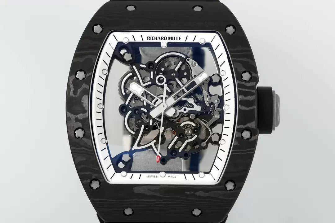 RICHARD MILLE RM055 ZF 2024 1:1 Best Edition Cassa in fibra di carbonio Quadrante bianco 