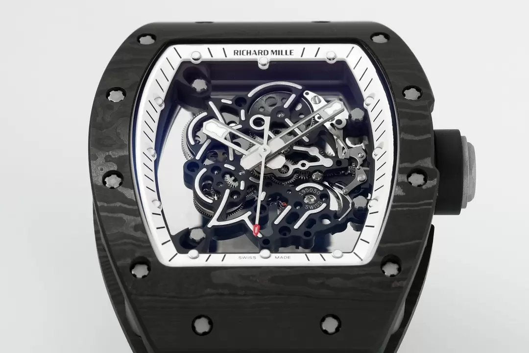 RICHARD MILLE RM055 ZF 2024 1:1 Best Edition Cassa in fibra di carbonio Quadrante bianco 