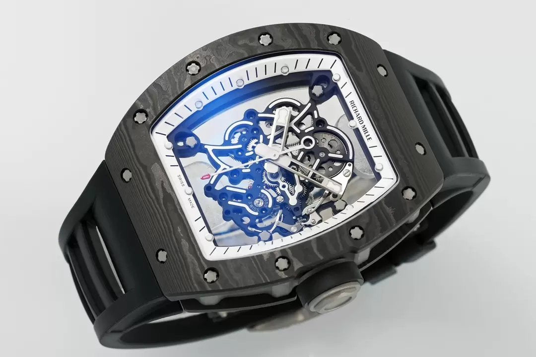 RICHARD MILLE RM055 ZF 2024 1:1 Best Edition Cassa in fibra di carbonio Quadrante bianco 