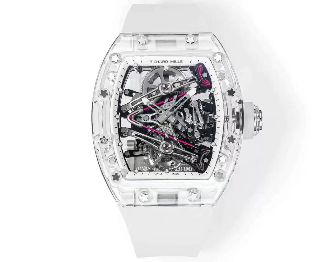 Richard Mille RM38-02 Tourbillon Movement 1:1 Best Edition RM Factory Cassa trasparente Cinturino in gomma