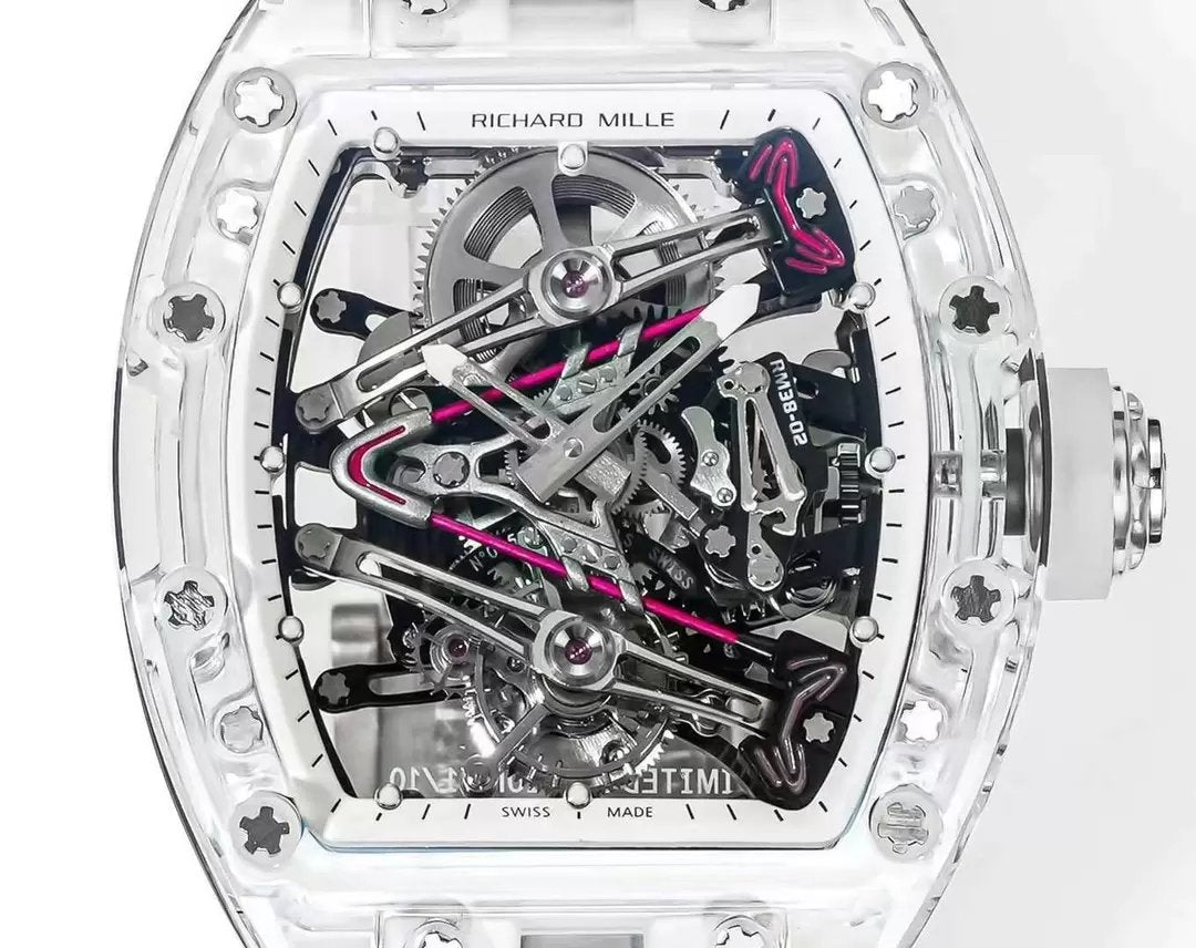 Richard Mille RM38-02 Tourbillon Movement 1:1 Best Edition RM Factory Transparent case Rubber Strap