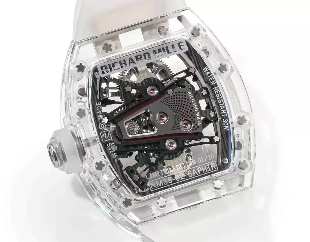 Richard Mille RM38-02 Tourbillon Movement 1:1 Best Edition RM Factory Cassa trasparente Cinturino in gomma