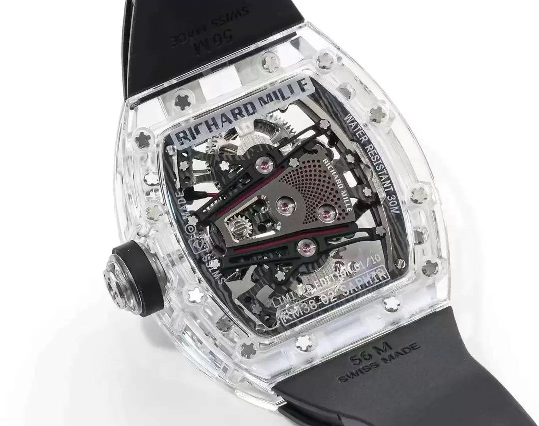 Movimiento tourbillon Richard Mille RM38-02 Edición limitada a 1:1 Correa de caucho negra de fábrica RM