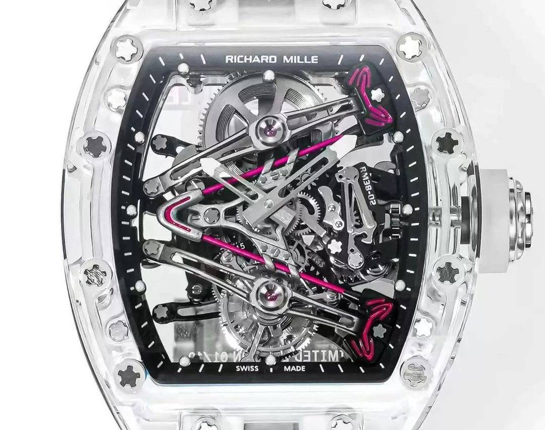 Richard Mille RM38-02 Tourbillon Movement 1:1 Miglior Clone RM Factory Quadrante Nero Cinturino in Gomma