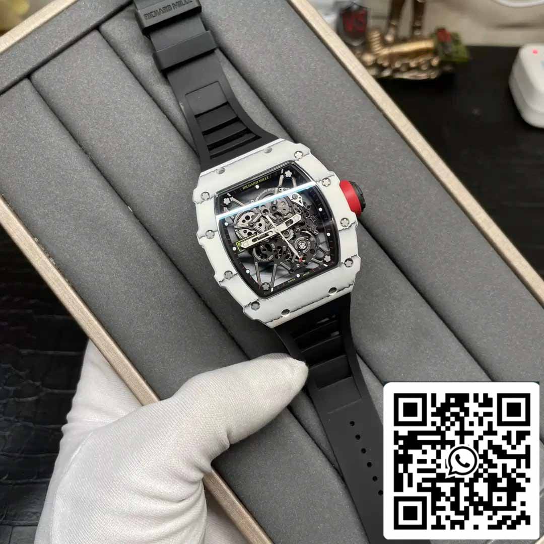 Richard Mille RM35-01 Sonic Factory 1:1 Best Edition White Carbon NTPT Black Rubber Strap