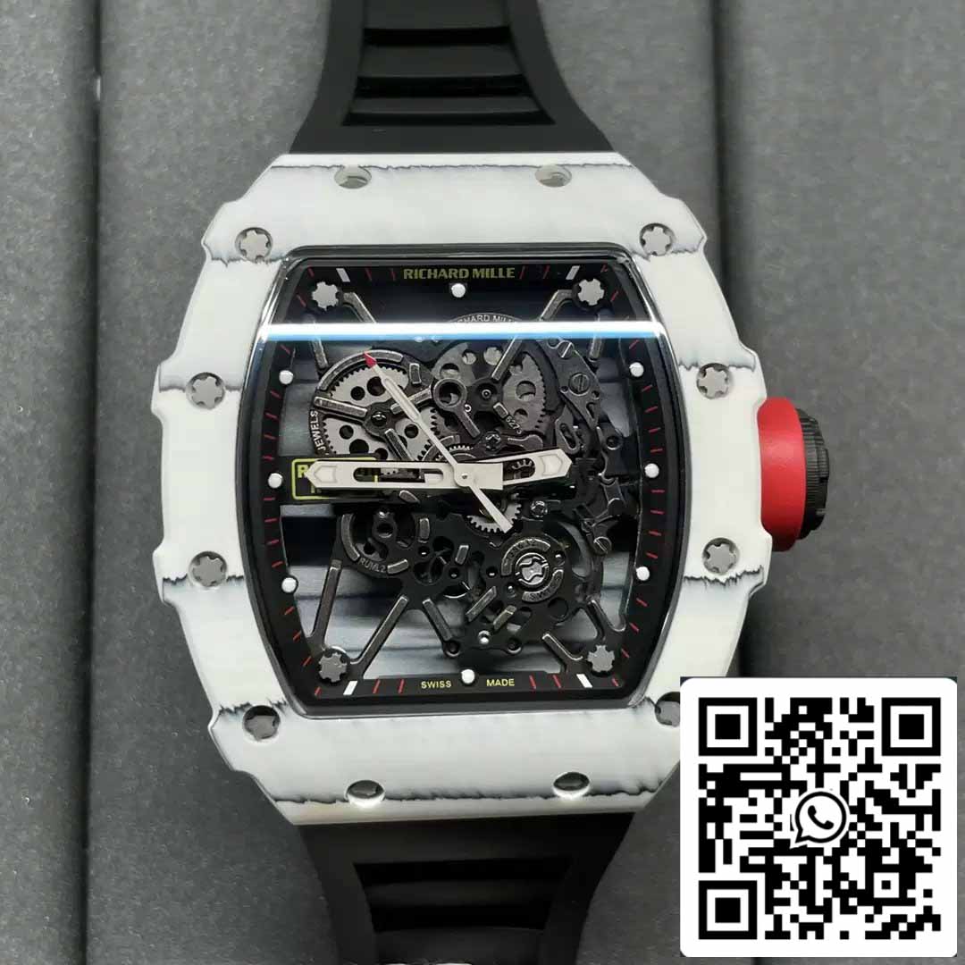 Richard Mille RM35-01 Sonic Factory 1:1 Best Edition White Carbon NTPT Black Rubber Strap