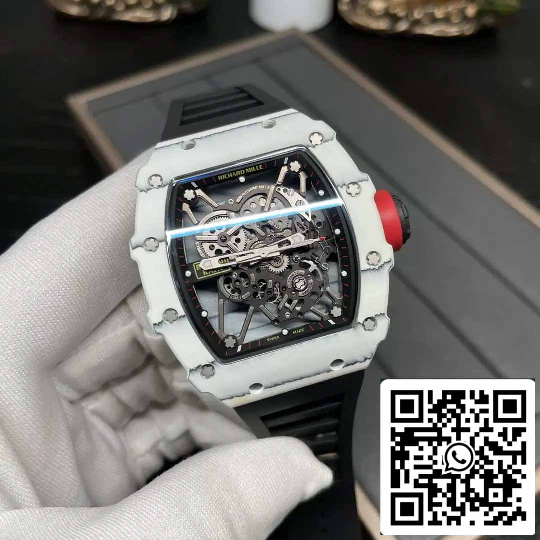 Richard Mille RM35-01 Sonic Factory 1:1 Best Edition Cinturino in gomma nera NTPT in carbonio bianco