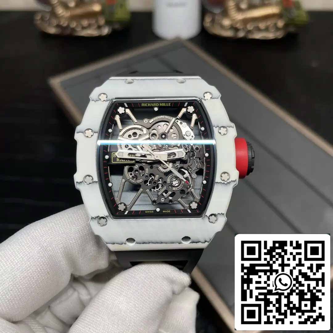 Richard Mille RM35-01 Sonic Factory 1:1 Best Edition White Carbon NTPT Black Rubber Strap