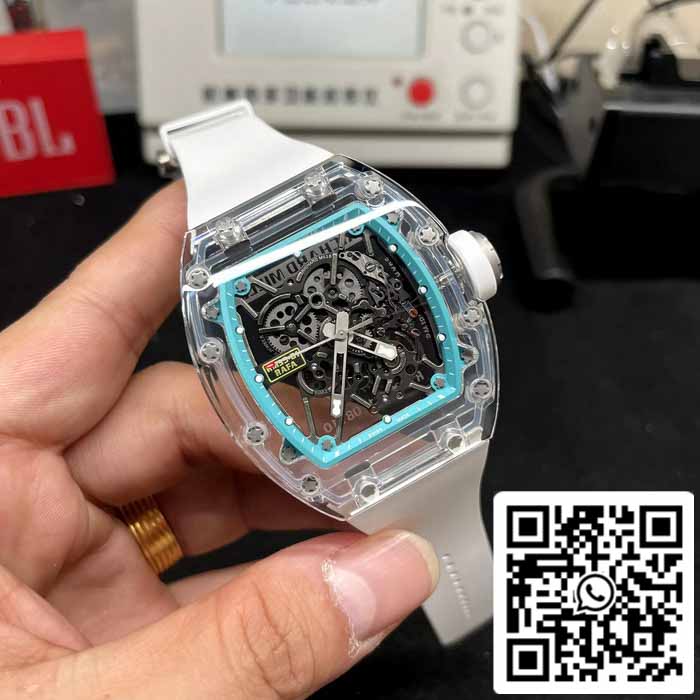 Richard Mille RM35-01 Sonic Factory 1:1 Best Edition cassa in zaffiro cinturino in gomma bianca