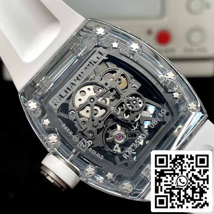 Richard Mille RM35-01 Sonic Factory 1:1 Best Edition cassa in zaffiro cinturino in gomma bianca