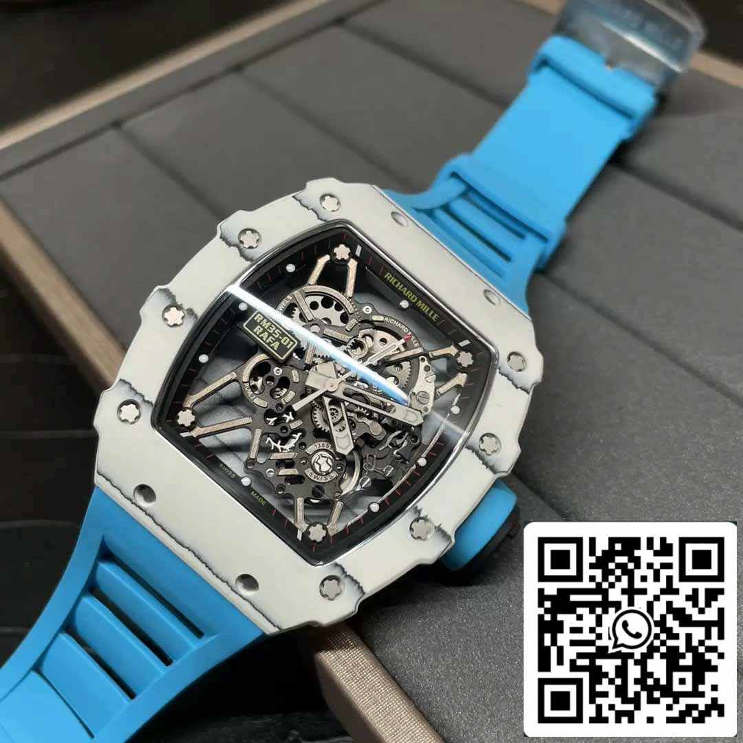 Richard Mille RM35-01 Sonic Factory 1:1 Best Edition Cinturino in gomma blu NTPT in carbonio bianco