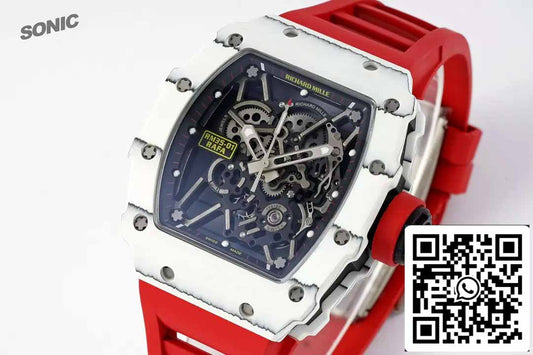 Richard Mille RM35-01 Sonic Factory 1:1 Best Edition Cinturino in gomma rossa NTPT in carbonio bianco