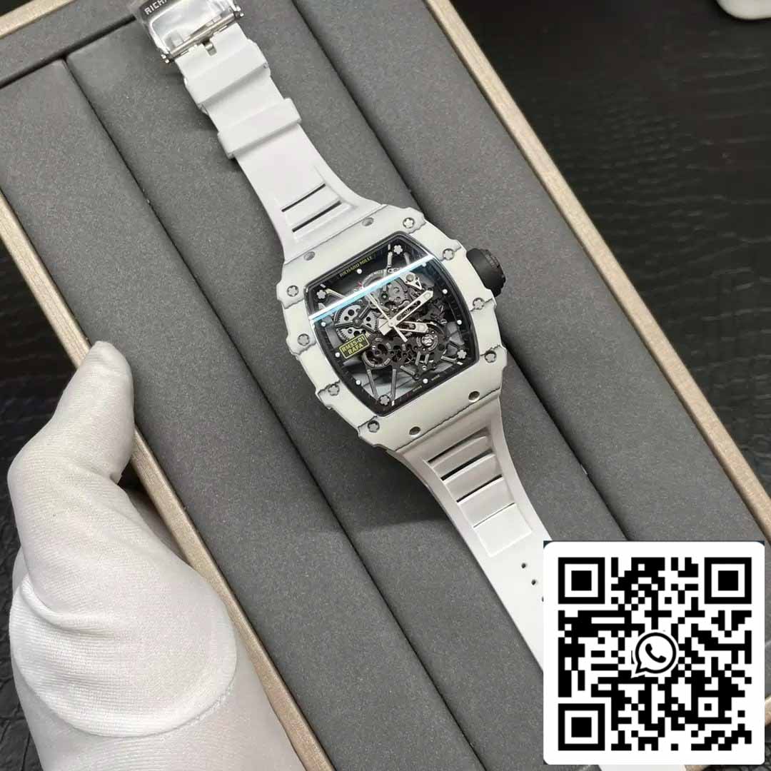 Richard Mille RM35-01 Sonic Factory 1:1 Best Edition White Carbon NTPT White Rubber Strap