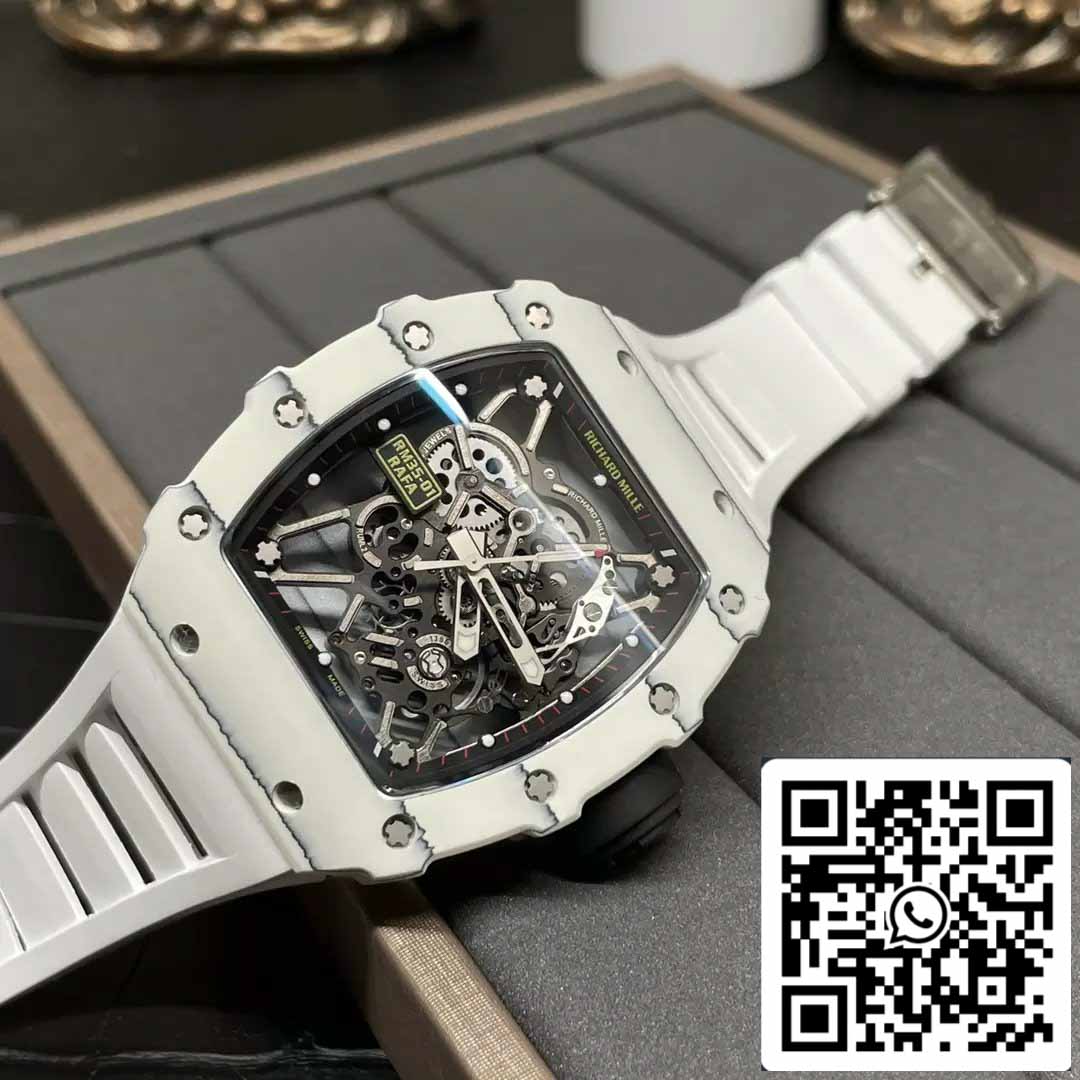 Richard Mille RM35-01 Sonic Factory 1:1 Best Edition Bianco Carbonio NTPT Cinturino in gomma bianca