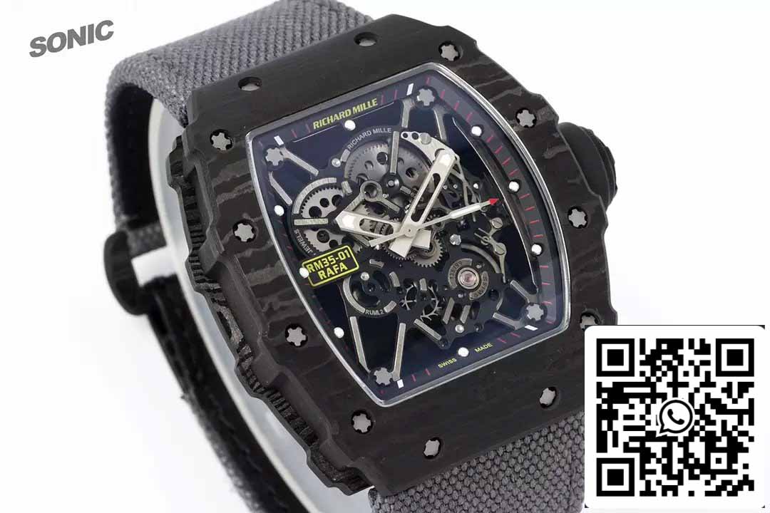 Richard Mille RM35-01 Sonic Factory 1:1 Best Edition White Carbon NTPT Grey Velcro Strap