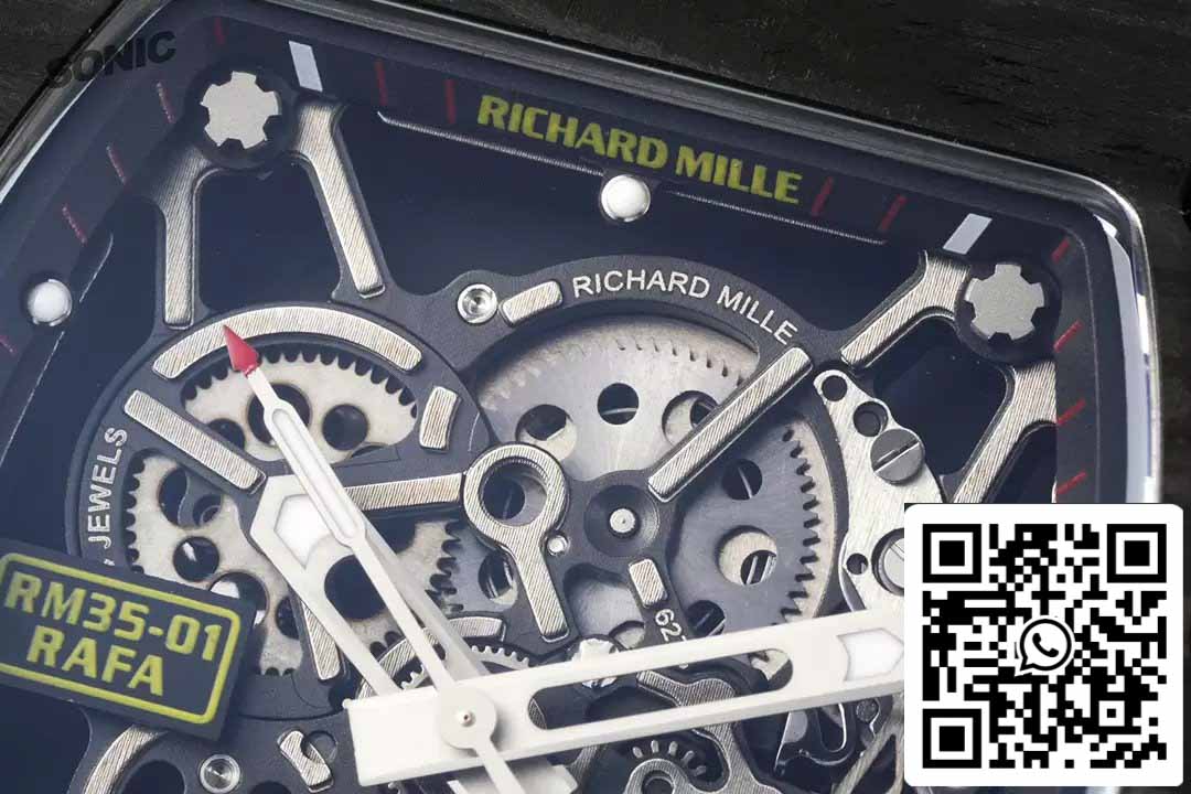 Richard Mille RM35-01 Sonic Factory 1:1 Best Edition Bianco Carbonio NTPT Grigio Cinturino Velcro