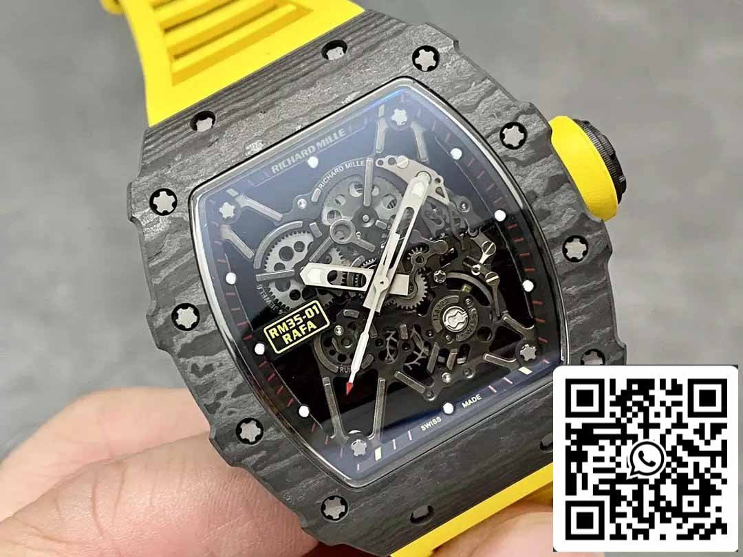 Richard Mille RM35-01 Sonic Factory 1:1 Best Edition Correa de caucho NTPT amarilla y carbono negro