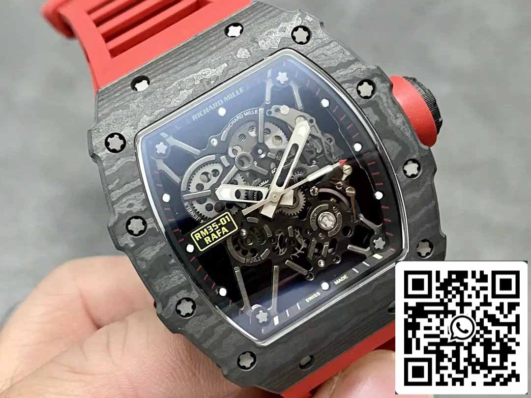 Richard Mille RM35-01 Sonic Factory 1:1 Best Edition Cinturino in gomma rossa NTPT in carbonio nero