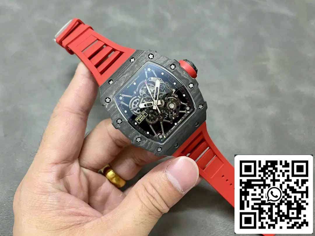 Richard Mille RM35-01 Sonic Factory 1:1 Best Edition Correa de caucho NTPT roja y carbono negro