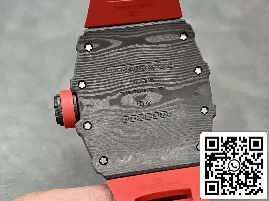 Richard Mille RM35-01 Sonic Factory 1:1 Best Edition Correa de caucho NTPT roja y carbono negro