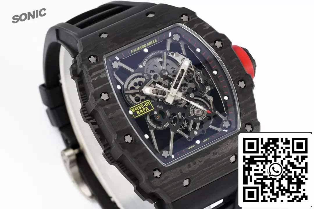 Richard Mille RM35-01 Sonic Factory 1:1 Best Edition Correa de caucho negra NTPT con carbono negro