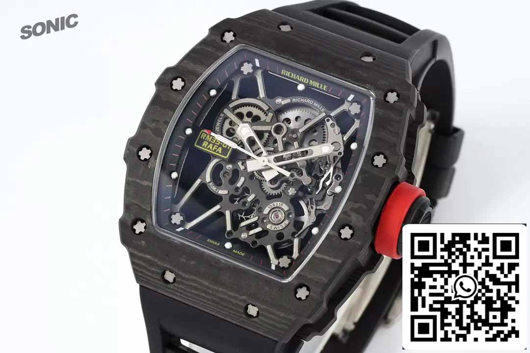 Richard Mille RM35-01 Sonic Factory 1:1 Best Edition Correa de caucho negra NTPT con carbono negro