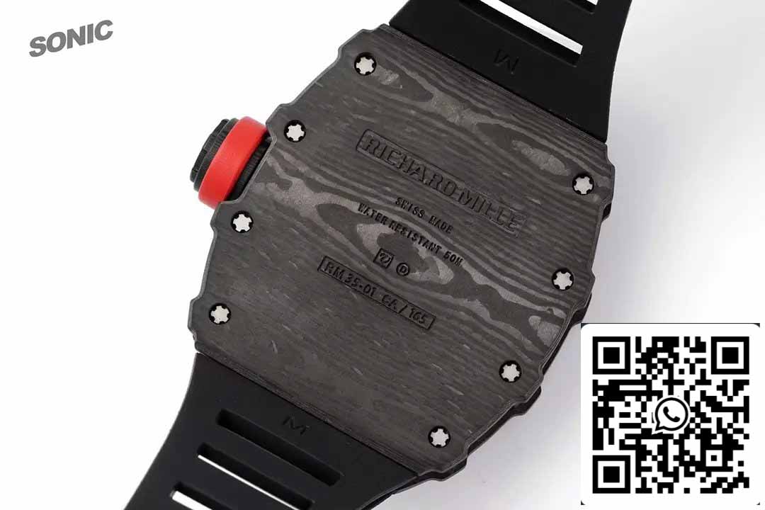 Richard Mille RM35-01 Sonic Factory 1:1 Best Edition Black Carbon NTPT Black Rubber Strap