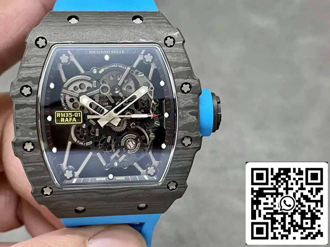 Richard Mille RM35-01 Sonic Factory 1:1 Best Edition Cinturino in gomma blu NTPT in carbonio nero