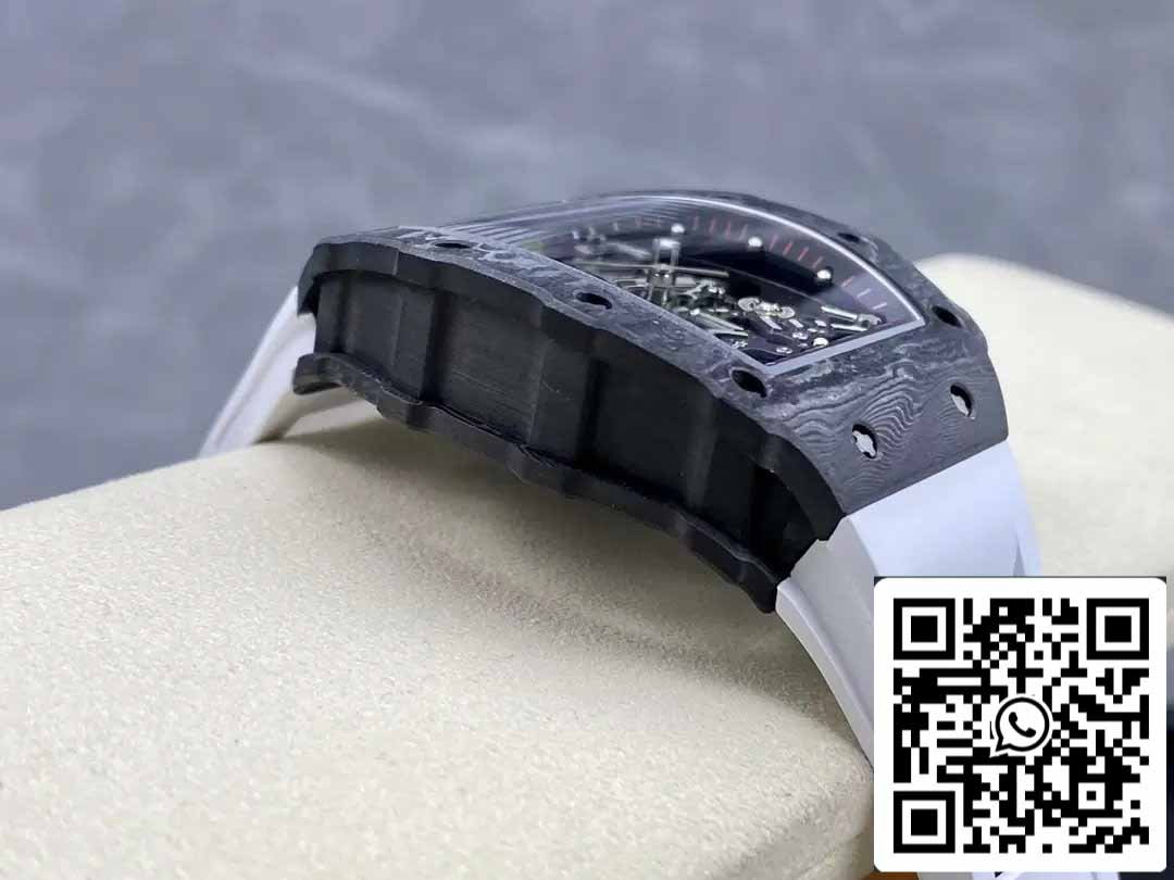 Richard Mille RM035-02 T+ Factory 1:1 Best Edition Cassa in fibra di carbonio Cinturino in gomma bianca 