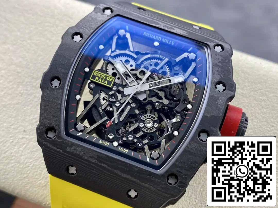 Richard Mille RM035-02 T+ Factory 1:1 Best Edition Carbon Fiber Case Yellow Rubber Strap ao chép)