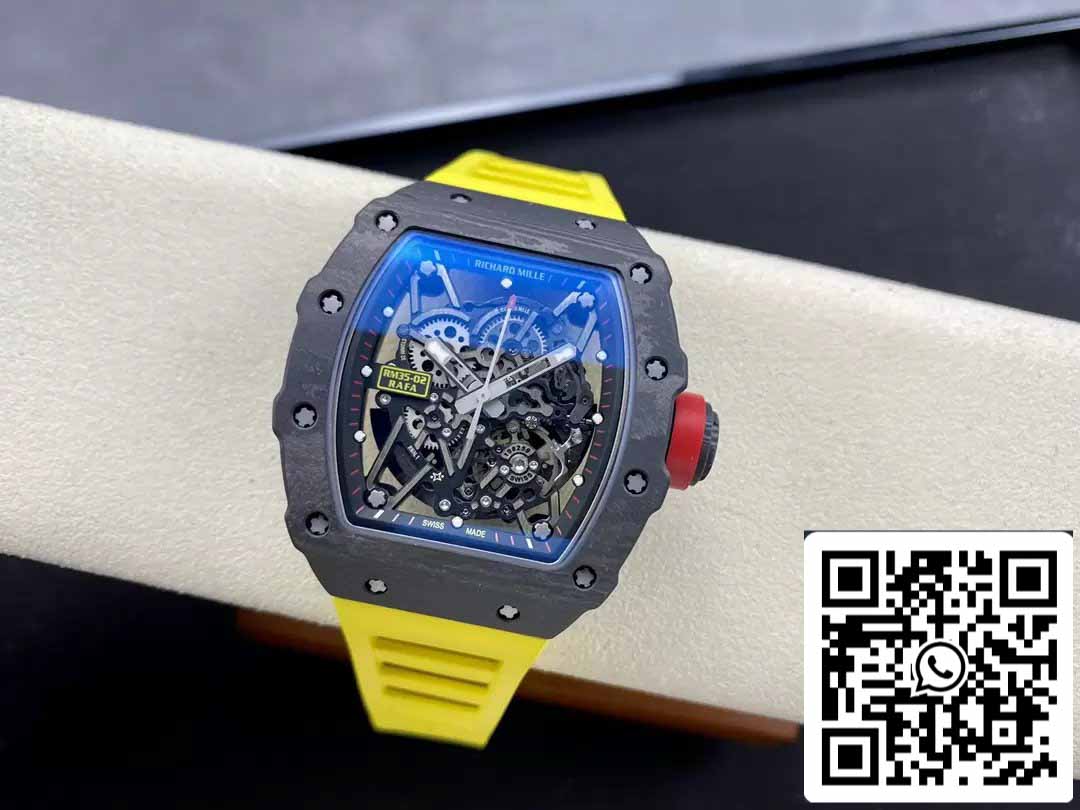 Richard Mille RM035-02 T+ Factory 1:1 Best Edition Cassa in fibra di carbonio Cinturino in gomma gialla (altrimenti detto) 