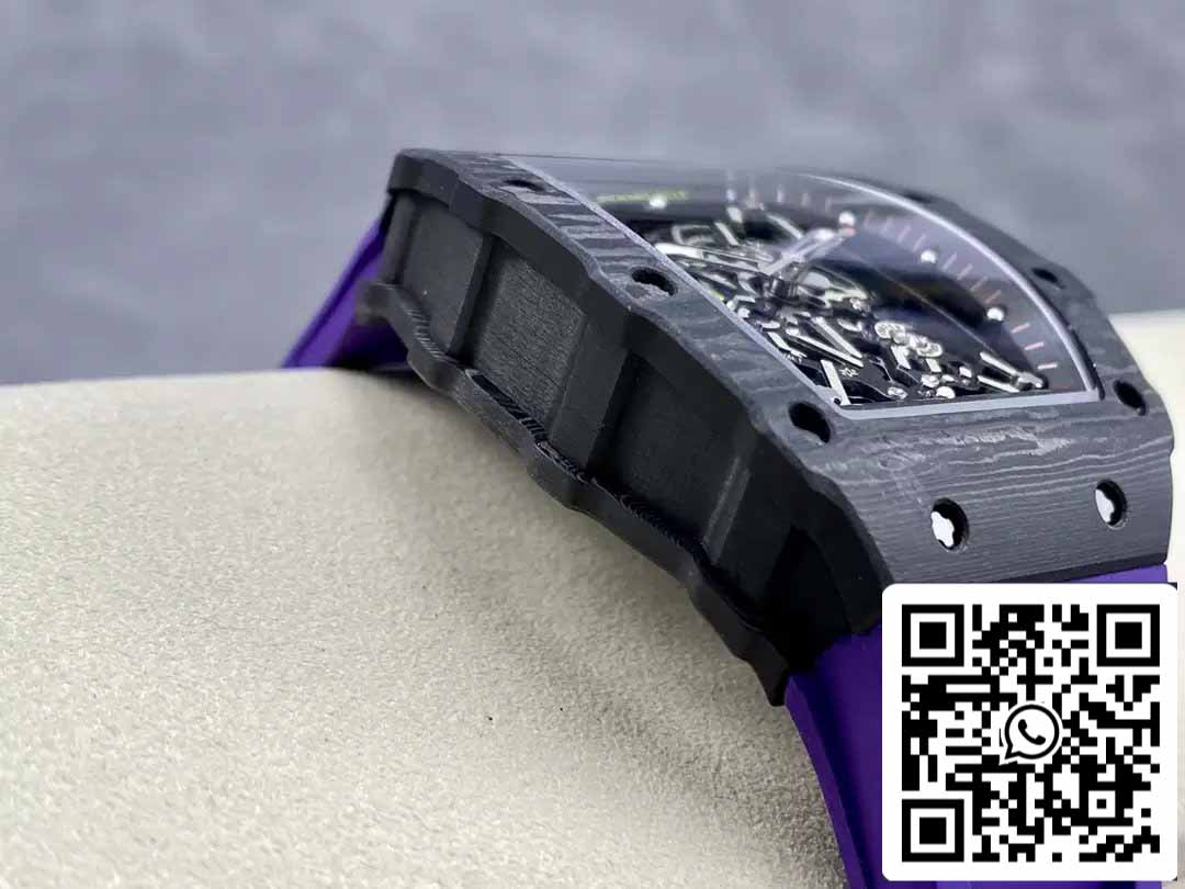 Richard Mille RM035-02 T+ Factory 1:1 Best Edition Cassa in fibra di carbonio Cinturino in gomma viola 