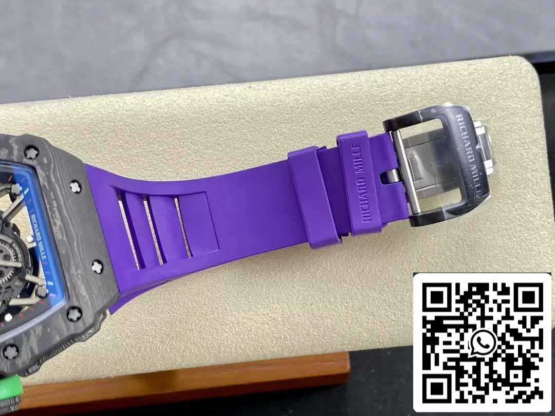 Richard Mille RM035-02 T+ Factory 1:1 Best Edition Cassa in fibra di carbonio Cinturino in gomma viola 