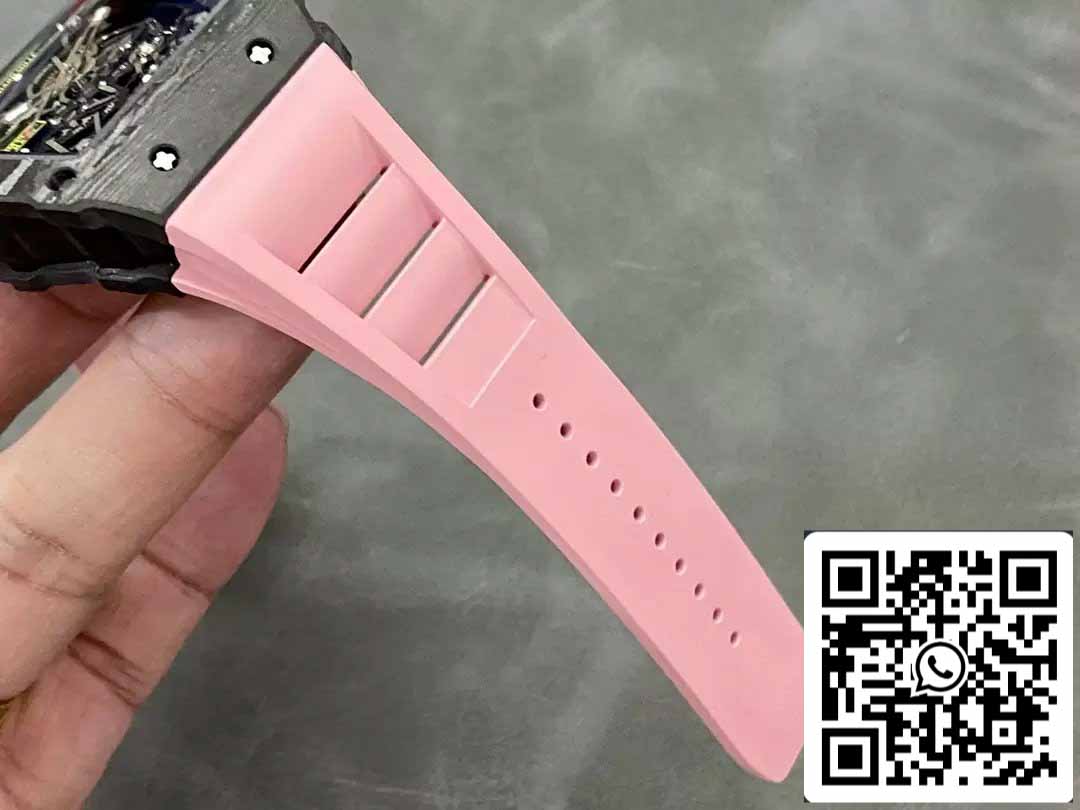 Richard Mille RM035-02 T+ Factory 1:1 Best Edition Cassa in fibra di carbonio Cinturino in gomma rosa 