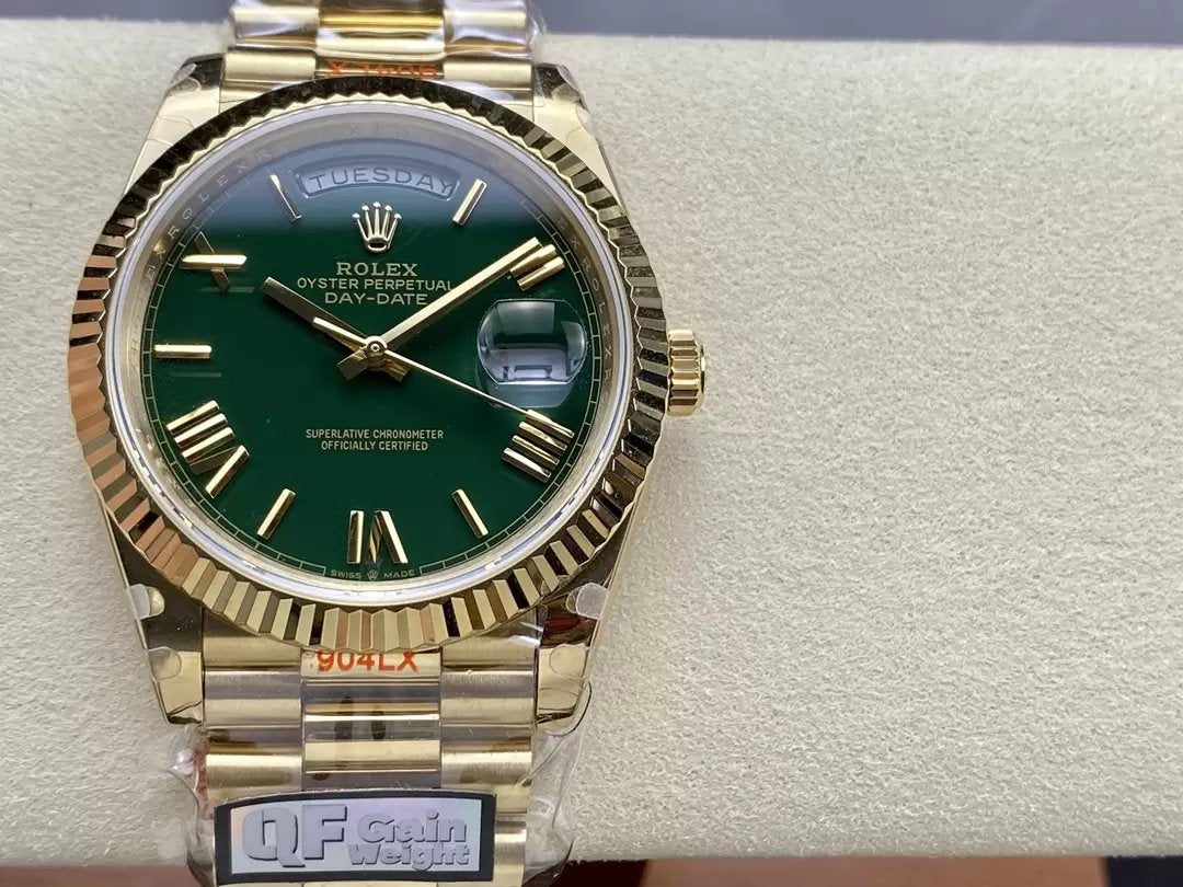 Rolex Day Date m228238 V5 40 mm QF Factory 1:1 Best Edition Esfera verde Bisel