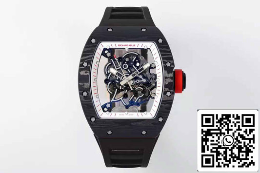 RICHARD MILLE  RM055  ZF 2024 1:1 Best Edition Carbon Fiber Case Red Knob Black Strap