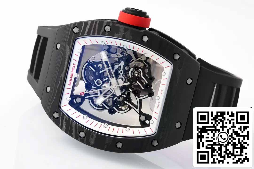 RICHARD MILLE RM055 ZF 2024 1:1 Best Edition Cassa in fibra di carbonio Pomello rosso Cinturino nero 